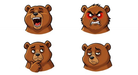 Fototapeta premium Cartoon bear faces set