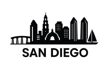 Fototapeta premium City skyline with iconic buildings and landmarks, San Diego