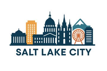 Obraz premium City skyline with iconic buildings and landmarks, Salt Lake City