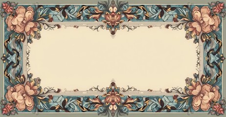 Floral decorative border design featuring intricate patterns and warm colors, perfect for invitations or announcements
