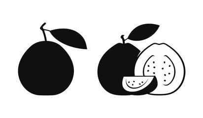 Guava fruit silhouette isolated on white background. Simple, minimalist, flat design style. Vector illustration eps