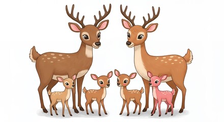 Cartoon deer family illustration