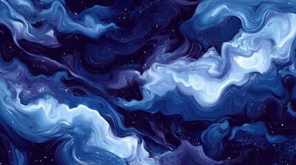 Obraz premium Abstract swirling blue and white nebula-like texture.