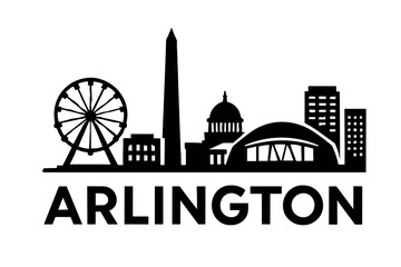 Fototapeta premium Arlington city skyline with iconic buildings and landmarks