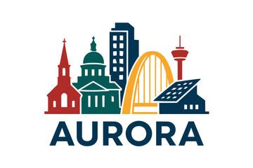 Aurora city skyline with iconic buildings and landmarks