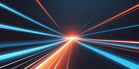 Arcade Loading Screen, Minimalist Blue Tone with Warm Orange Light Trails – Game Loading Website Hero Banner.