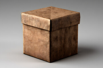 Rustic Brown Square Box with Textured Surface for Various Uses