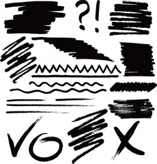 set of black ink splashes