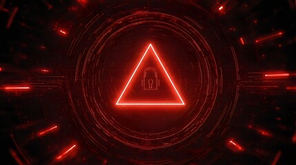 A striking digital illustration featuring a red triangular lock symbol, conveying themes of security and protection.