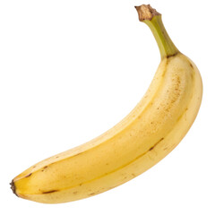 Delightful banana captured from above, showcasing its vibrant yellow hue against the pristine white backdrop for a fresh and cheerful look