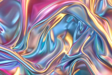 Iridescent Fabric Texture with Colorful Waves and Smooth Surface