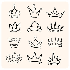 Collection of Hand-Drawn Princess and King Crowns