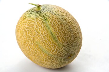 Freshly Sliced Melon on White Background Showcasing Juicy and Ripe Texture

