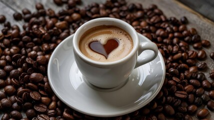 cup of coffee with beans