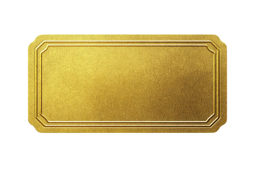 Blank golden ticket isolated on white background showcasing top view design perfect for creative projects or event promotions without any branding