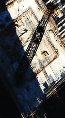 Naklejka premium Construction site crane overhead view