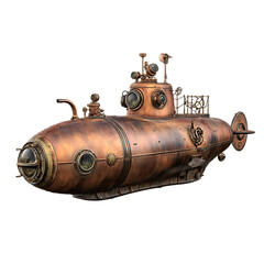 Fototapeta premium Ornate, antique copper-colored submarine.