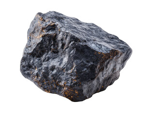 Dark gray rock with gold flecks, isolated