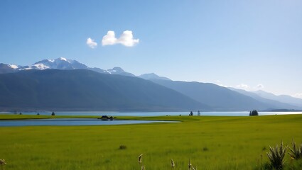 Fototapeta premium mountain lake in the morning
