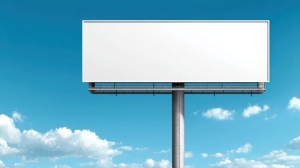 Obraz premium Blank Billboard Against a Cloudy Blue Sky: Ideal for Outdoor Advertising Mockups and Creative Campaigns