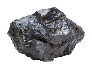 Dark gray, rough, irregular rock specimen