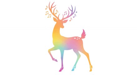 Rainbow deer illustration