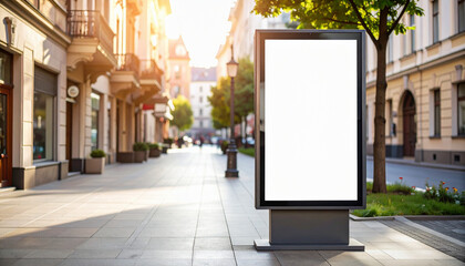 An empty billboard advertising space stands on a city street, a blank sign ready for a business marketing poster