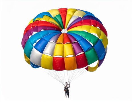 Colorful Parasailing Parachute on whie background 