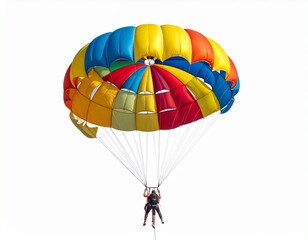 Colorful Parasailing Parachute on whie background 