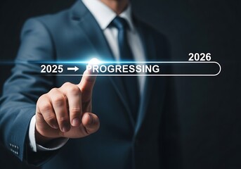 Business professional advancing towards future goals and progress