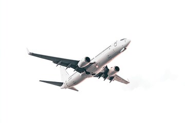Fototapeta premium Airplane taking off, white against clear sky