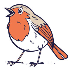 A Vibrant Cartoon Robin Singing a Song in a Bold Outline Style