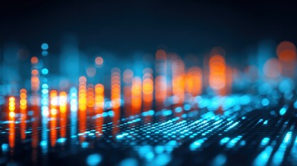 Futuristic Data Visualization: Abstract Glowing Lines and Dots Representing Information Flow and Technological Advancement