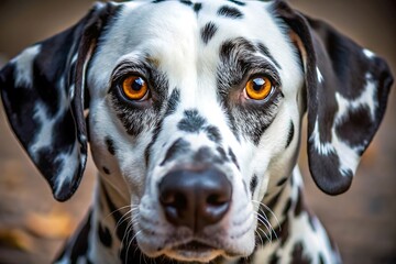 Black and white dog with yellow eyes