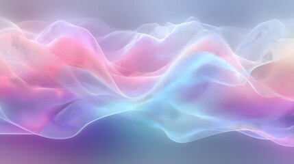 Abstract AI tech background with pastel neon mesh gradient and layered translucent waves