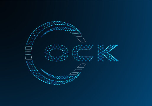 OCK low poly letter logo vector design. OCK lower poly logo design. Low poly logo.