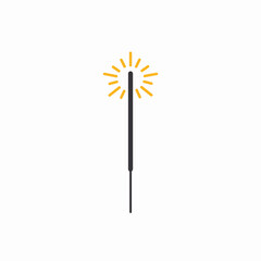 Minimalist Sparkler Icon with Glowing Yellow Light on White Background