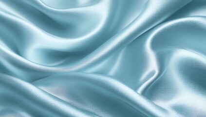 Obraz premium Light blue satin fabric draped in soft folds (1)