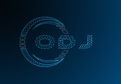 ODJ low poly letter logo vector design. ODJ lower poly logo design. Low poly logo.