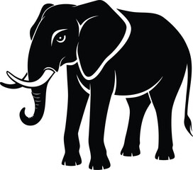 Minimalist elephant silhouette in cmyk colors