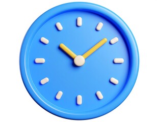 Blue clock face with yellow hands