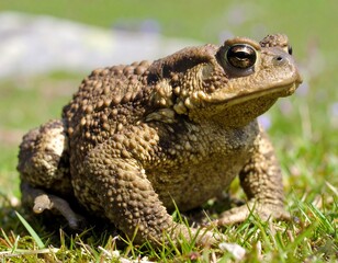 Fototapeta premium Toad in grassy field (1)