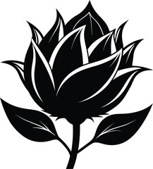 Minimalist sunflower bud silhouette with color options