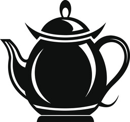 Minimalist teapot silhouette in black and white