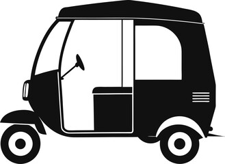 Silhouette of a three wheeled auto rickshaw