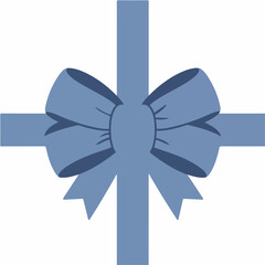Elegant Blue Gift Bow and Ribbon Illustration, Perfect for Celebrations, Presents, and Decorative Design Elements on a White Background