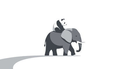 Obraz premium Elephant And Panda Partnership Symbolize Unlikely Friendship Journey Together
