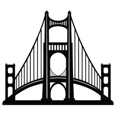 Golden gate bridge silhouette in black and white