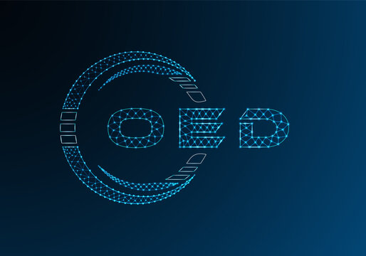 OED low poly letter logo vector design. OED lower poly logo design. Low poly logo.