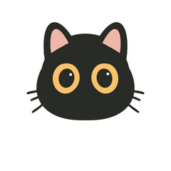 Cute Black Cat Face 